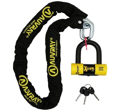 Chaîne Antivol Auvray X.Lock 120 avec bloque disque Xtrem Mini. Chaîne Antivol Auvray X.Lock 120