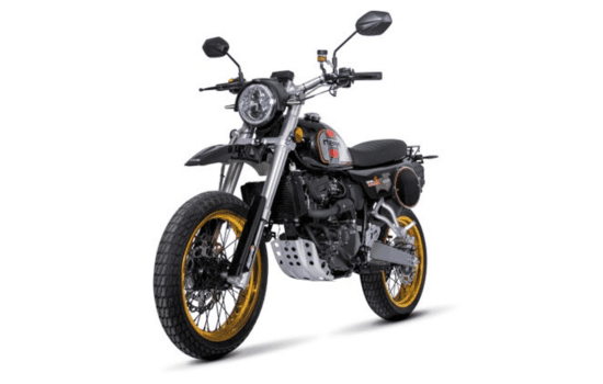 Design sans titre (18) image Mash X-Ride 125, une moto 125 cm³ avec un moteur de 14,7 ch, freins à disque avant et arrière, suspension avant à fourche inversée et une consommation de 2,6 L/100 km, parfaite pour la conduite en ville et en péri-urbain.