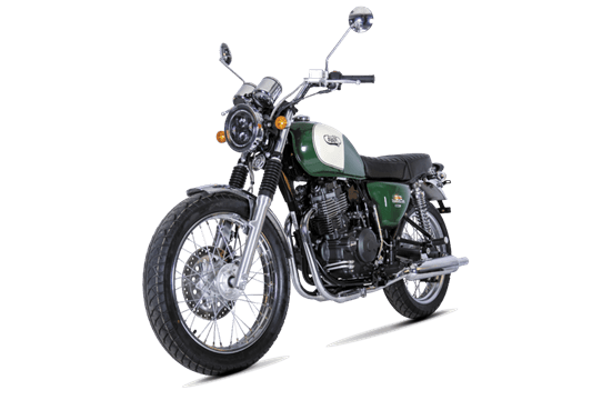 Mash Five Hundred 400 image Le Mash Five Hundred 400 vert , une moto performante avec un moteur de 397 cm³.