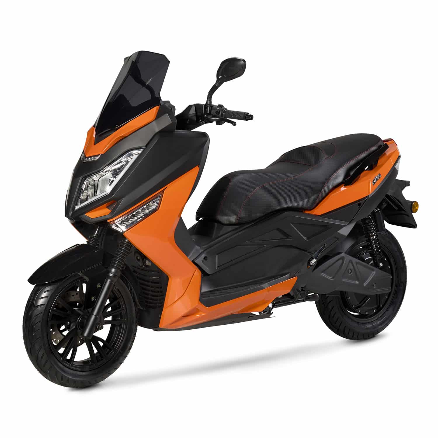 pink-mobility-pink-fly-orange-2023-trois-quart-face-gauche image scooter PINK FLY 125cc mondial deux roues